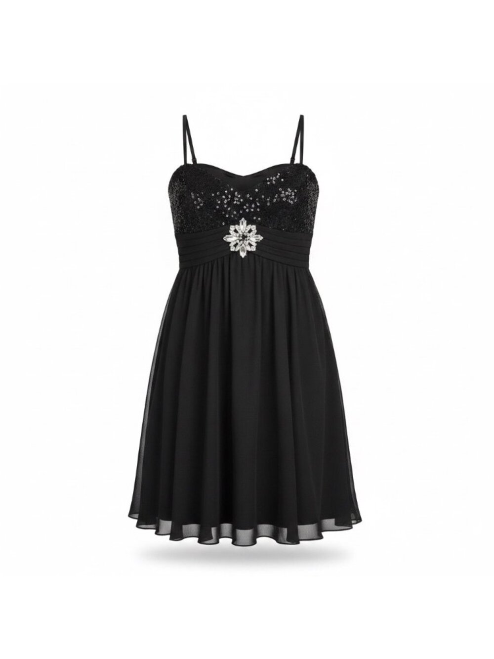 Bay & Bay Womens Black Sleeveless Sequin Embellished Empire Waist Dress Size 3